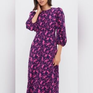 NWT Hyacinth House Norma Maxi Dress Navy & Fuchsia Floral Medium